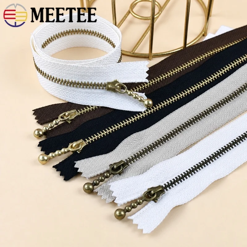 

5Pcs 3# Metal Zippers Bronze Zip Slider 15/20/30/40cm Zips Bag Pocket Closure Replace Zipper Repair Kit DIY Sewing Accessories