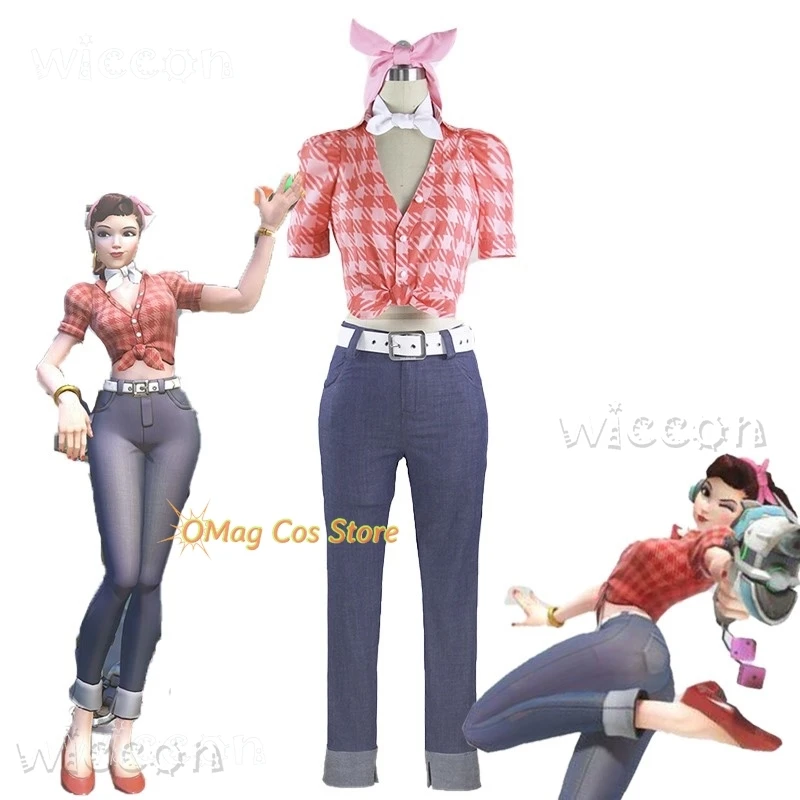 Game OW DVA Hana Song Cosplay Costume Overwatch Skin Cruiser Women Outfit Girls Sweet Top Pants Suit Clothes Halloween Party