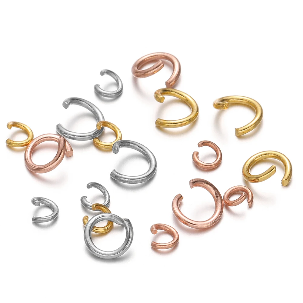 100pcs/lot Stainless Steel Water Gold Plating Jump Rings Split Open Circle Rings Connectors for DIY Jewelry Making Accessories