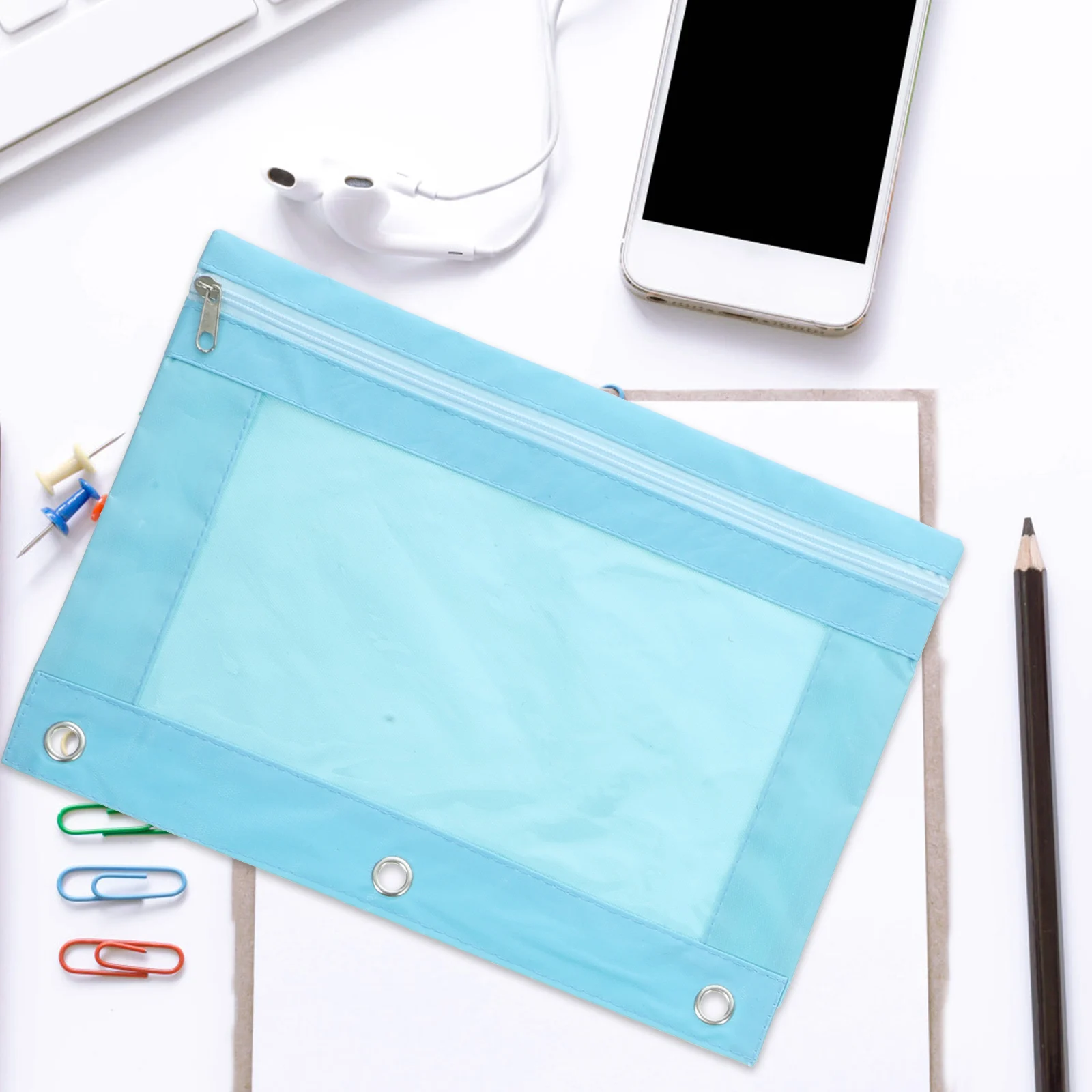 

5 Pcs File Bag Pen Binder Pencil Pouch for 3 Ring Stationery Bags Clear Pockets Document Holder
