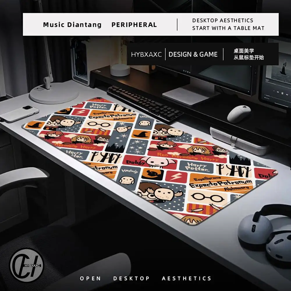 Wand-P-potters Ring Mousepad HD Printing Computer Gamers Locking Edge Non-slip Mouse Pad XXL90x40cm-Harrys Keyboard PC Desk Pad