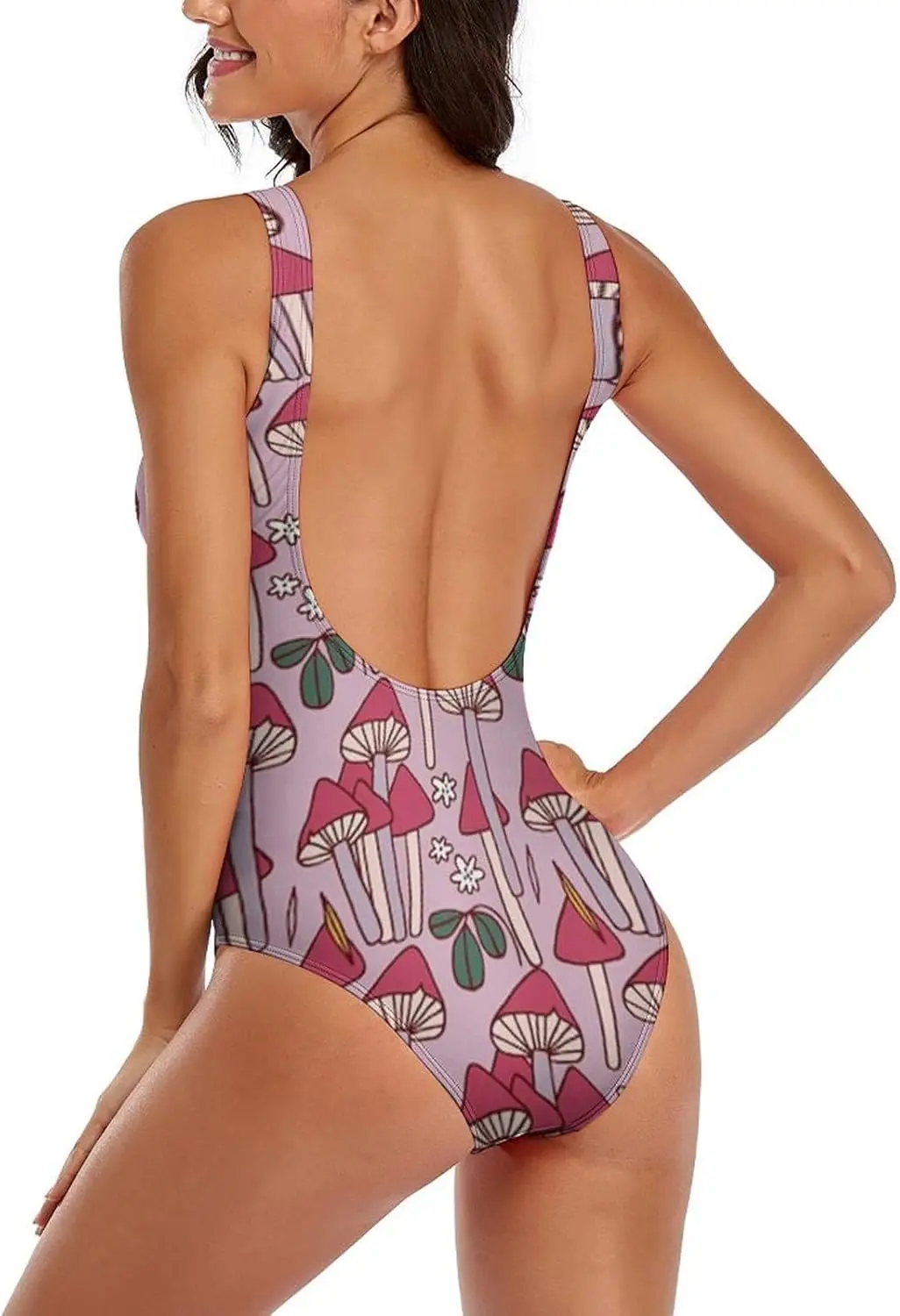 ملابس سباحة نسائية من قطعة واحدة من Luxy Trio Pink Mushrooms ملابس سباحة للتدريب الرياضي