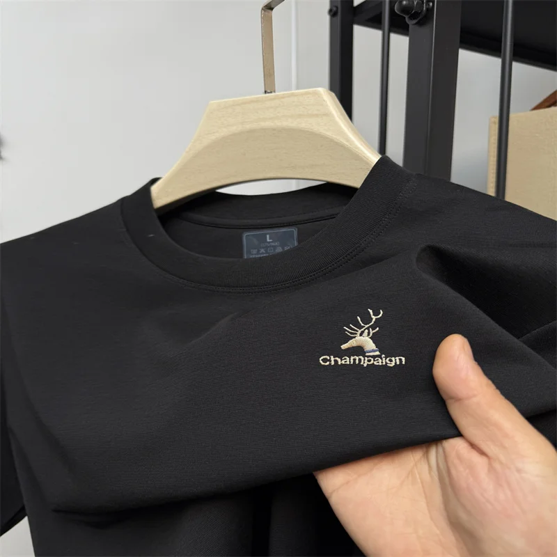 

Summer new round neck short sleeved shirt men's embroidered short sleeved T-shirt fashionable and casual comfortable top