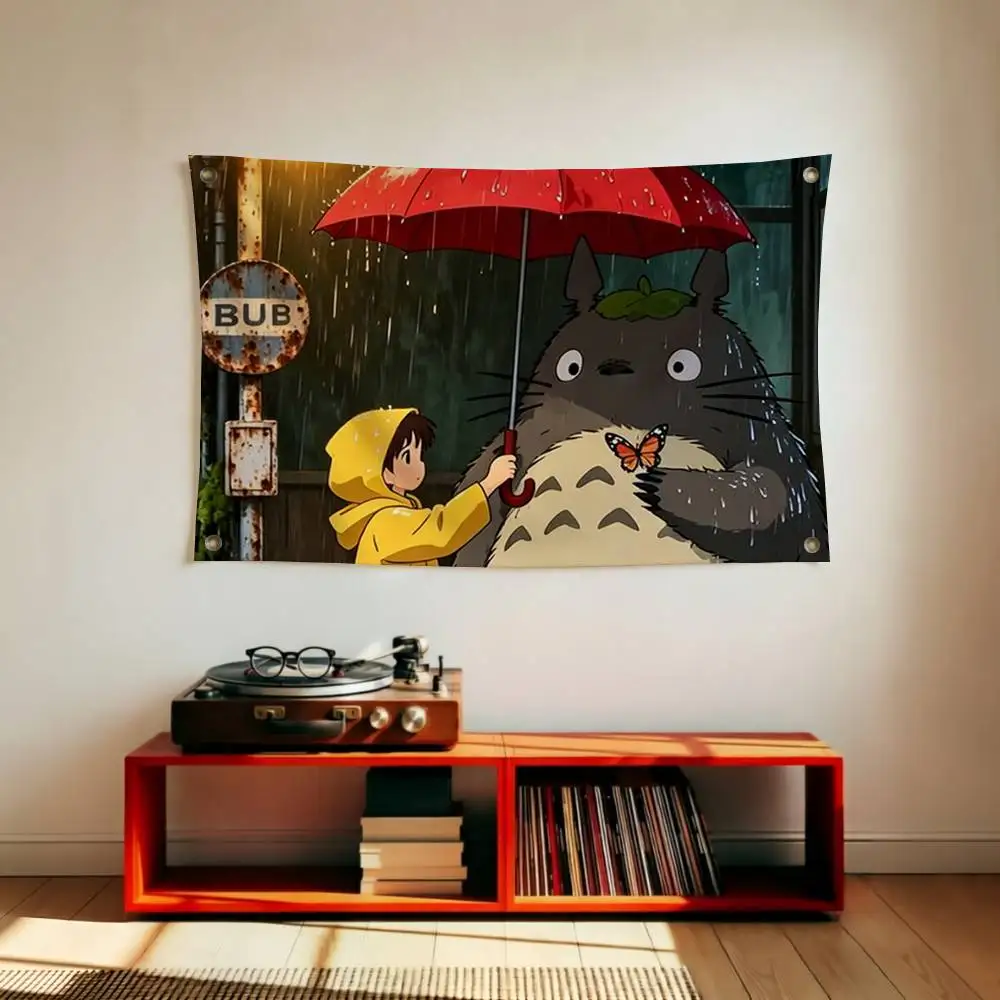 Japan Hot Anime T-Totoro Flags for Bedrooms Home Decor Items Outdoor Decors Garage Decoration Flaga