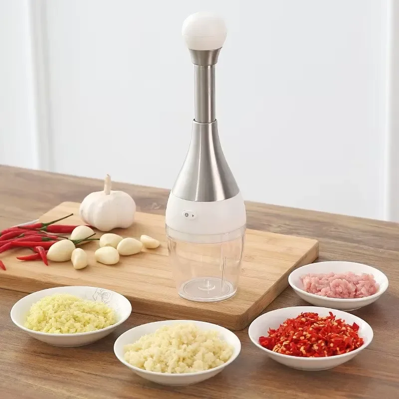 Stainless Steel Garlic Press Mini Vegetable Chopper Handheld Manual Meat Grinder Kitchen Gadget
