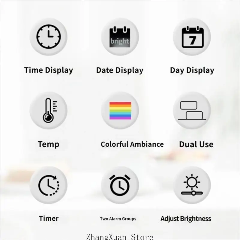 Large Screen LED Wall Clock with Auto Dimming and Multifunctional Display, Count Up/Count Down Timer, Two Alarms for Bedroom