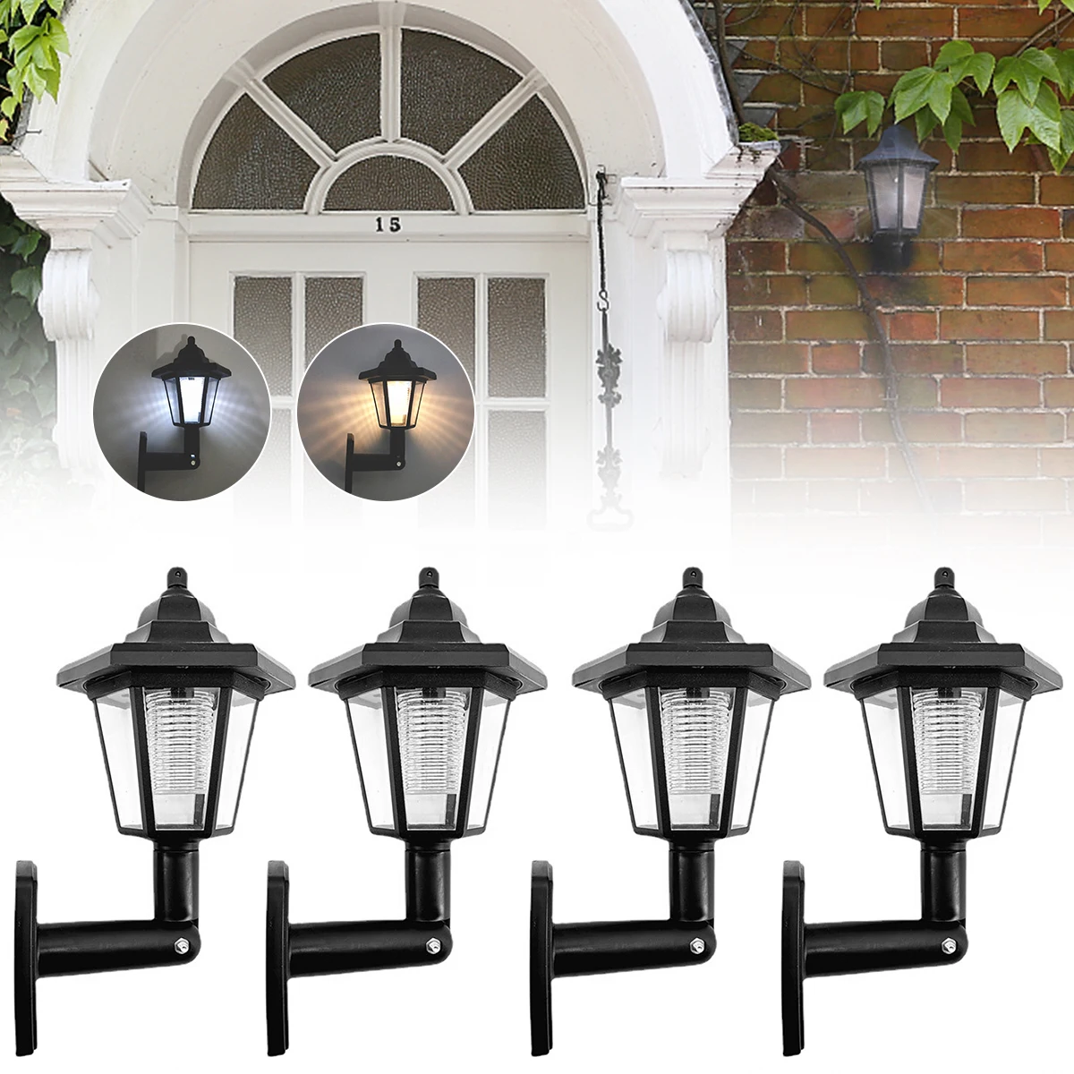 

2Pcs Solar Wall Lights Outdoor Garden Fence LED Wall Light Waterproof Hexagonal Landscape Induction Walls Light for Garden Fence