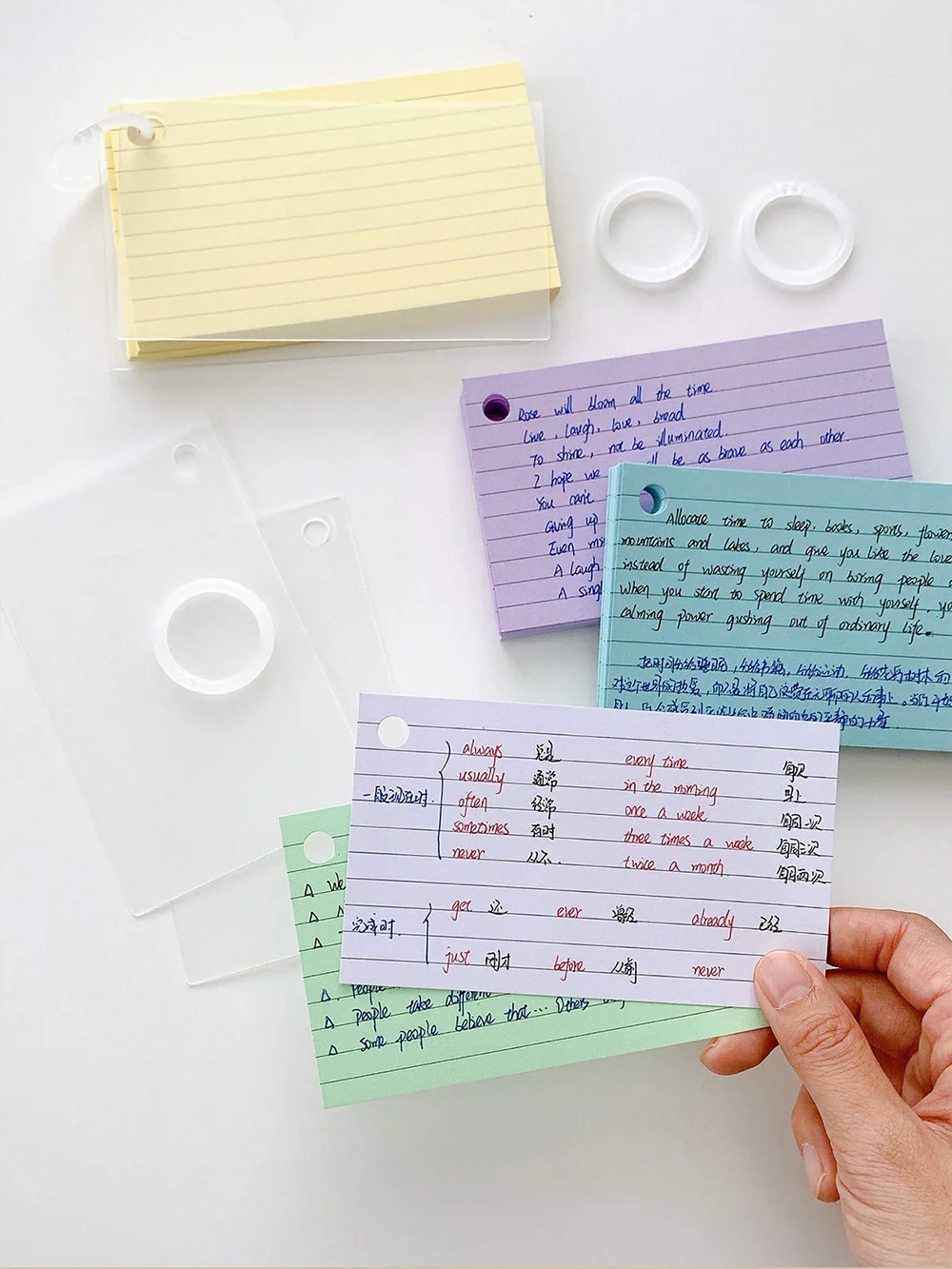 40 Sheets Colored Transparent PP Cover Notebook Horizontal Line Inner Page Memo Notebook