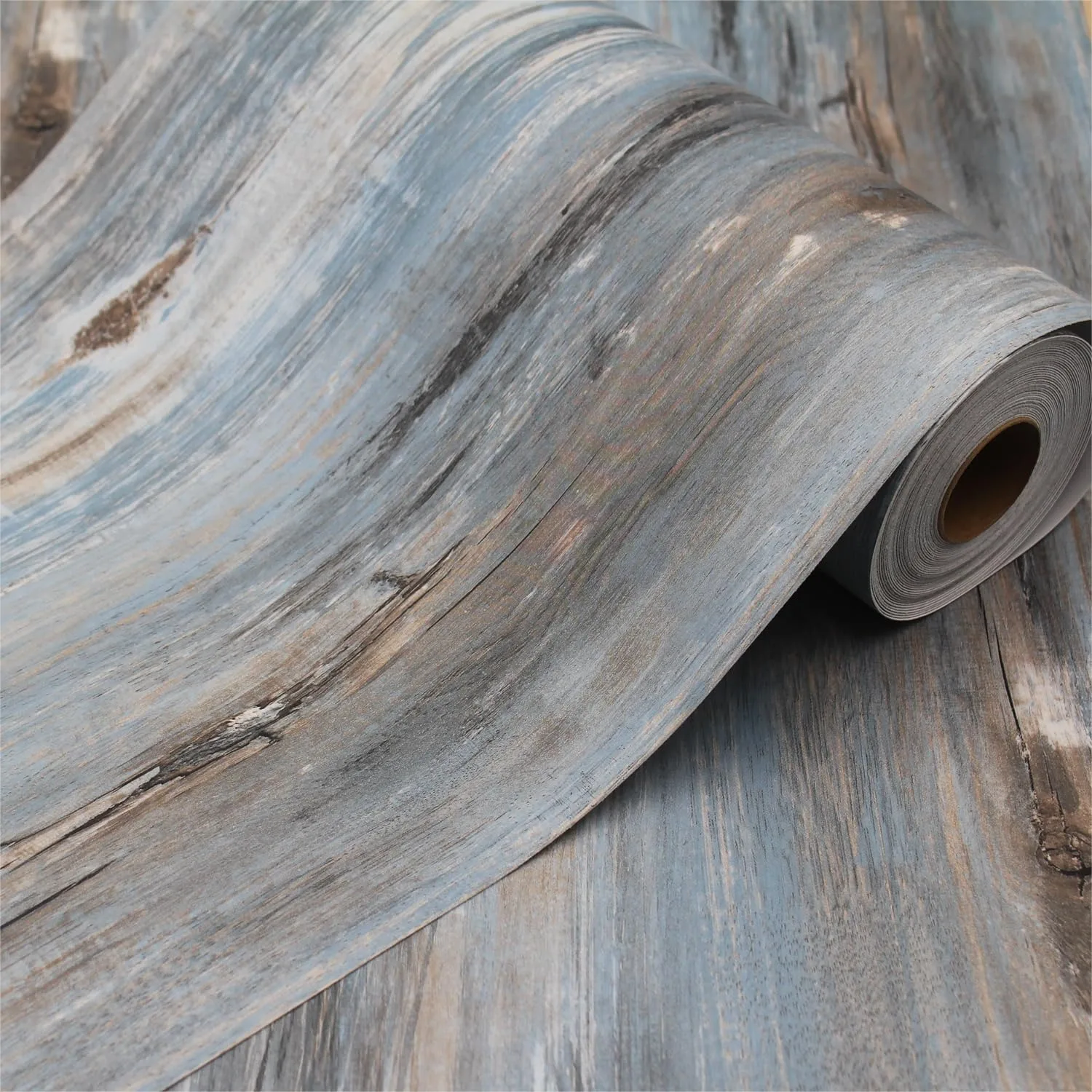 

Blue Peel and Stick Floor Tiles, 590" Roll (48.44 Sq.ft), Waterproof Self Adhesive Wood Grain Vinyl Flooring for Bathroom