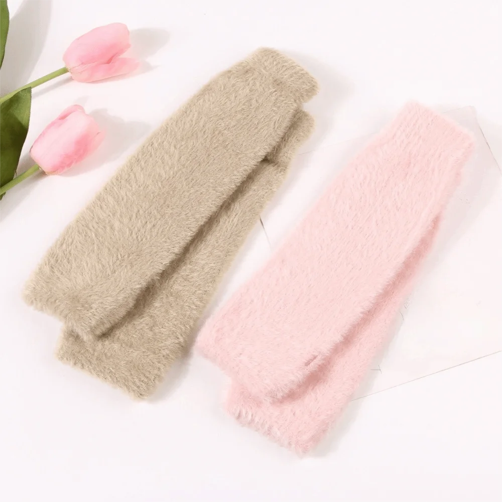 Ripped Arm Sleeves Korean Style Knitted Warm Sleeves Hole Solid Color Woolen Gloves Y2k Elastic Warm Arm Covers Autumn