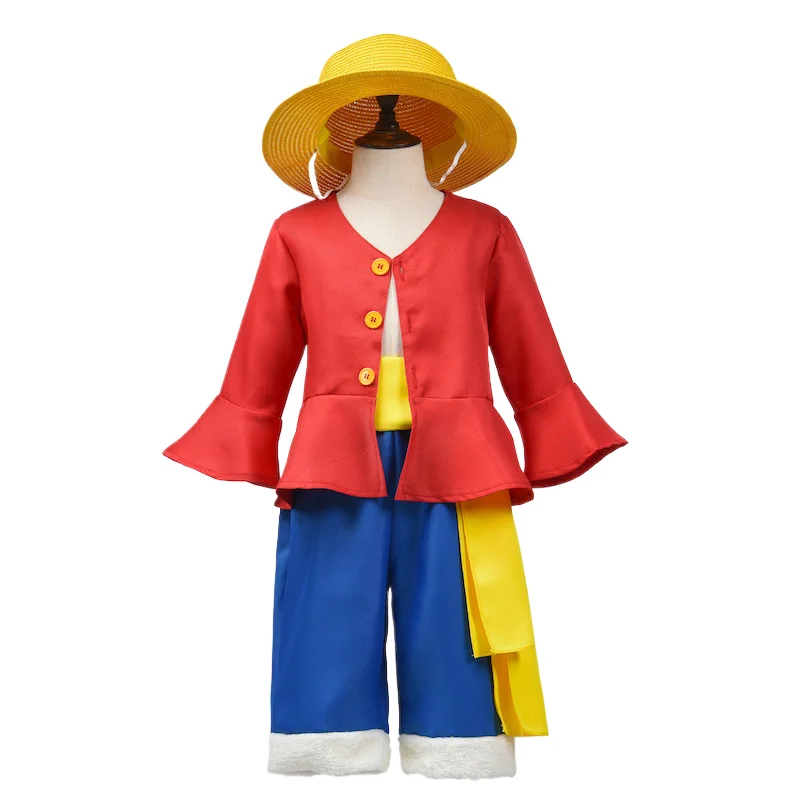 Halloween Monkey Luffy Anime przebranie na karnawał chłopcy dziewczęta Kimono impreza z okazji Halloween płaszcz spodnie kapelusz boże narodzenie kreskówka jednolity garnitur