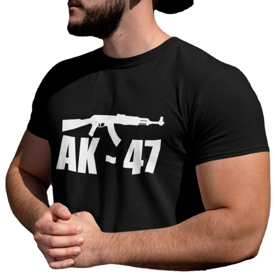 Kalashnikov AK47 Gun Men T-Shirt Weapon Rifle Military Soldier Shirt Short Sleeve Casual Cotton O-Neck Summer TShirt