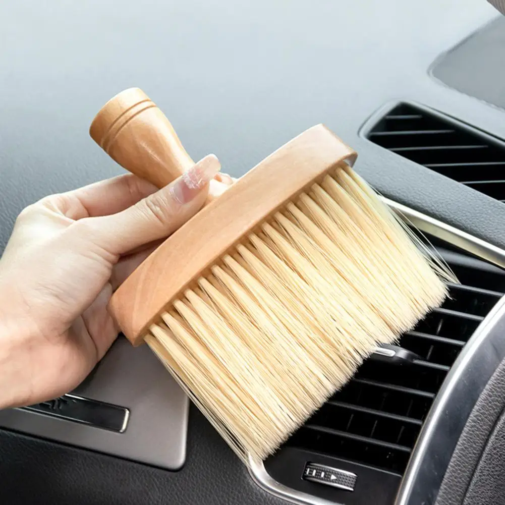 

Cleaning Brush No Hair Shedding Wooden Handle Interior Cleaning Lightweight Soft Car Detailing Brush for Automobile