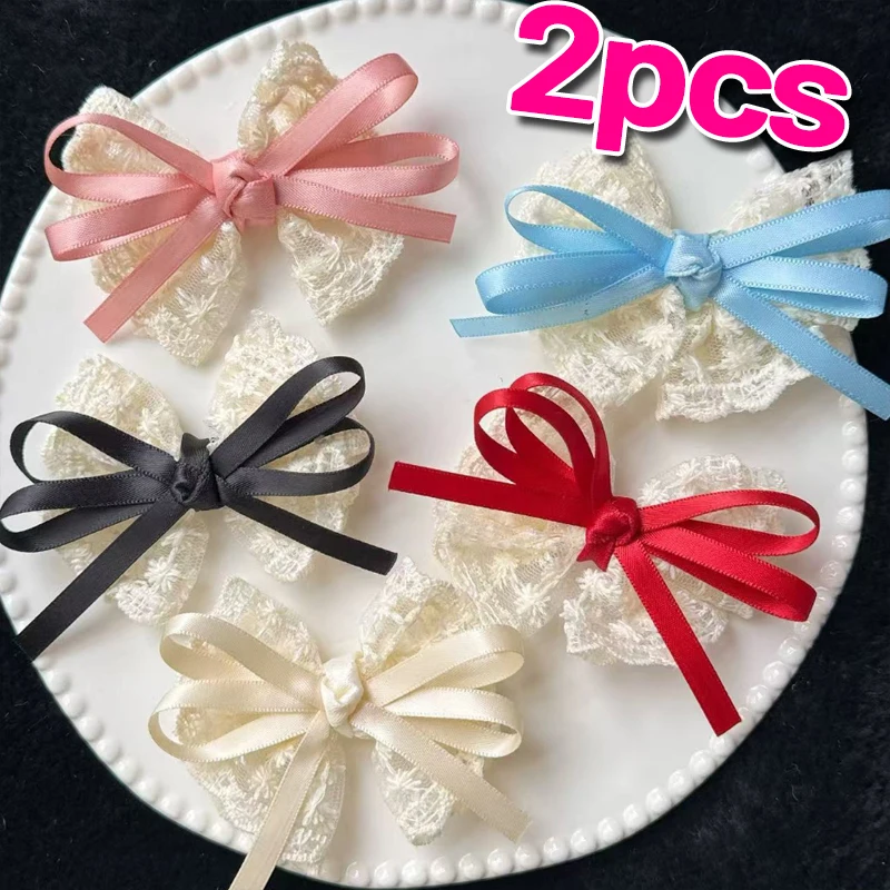 

Sweet Lace Bow Hairpins Hair Clip Women Girls Fashion Handmade Ribbon Bowknot Design Korean Casual Barrettes Hairs Accessories