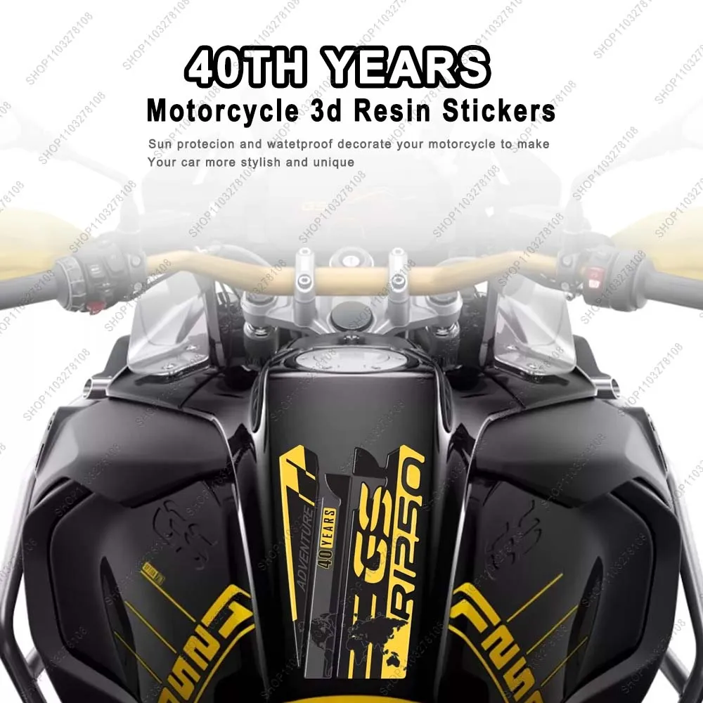 

For BMW R 1250 GS Adv 40th Anniversary 2021 3D Resin Sticker Waterproof Scratch Motorcycle Fuel Tank Pad Protective Sticker