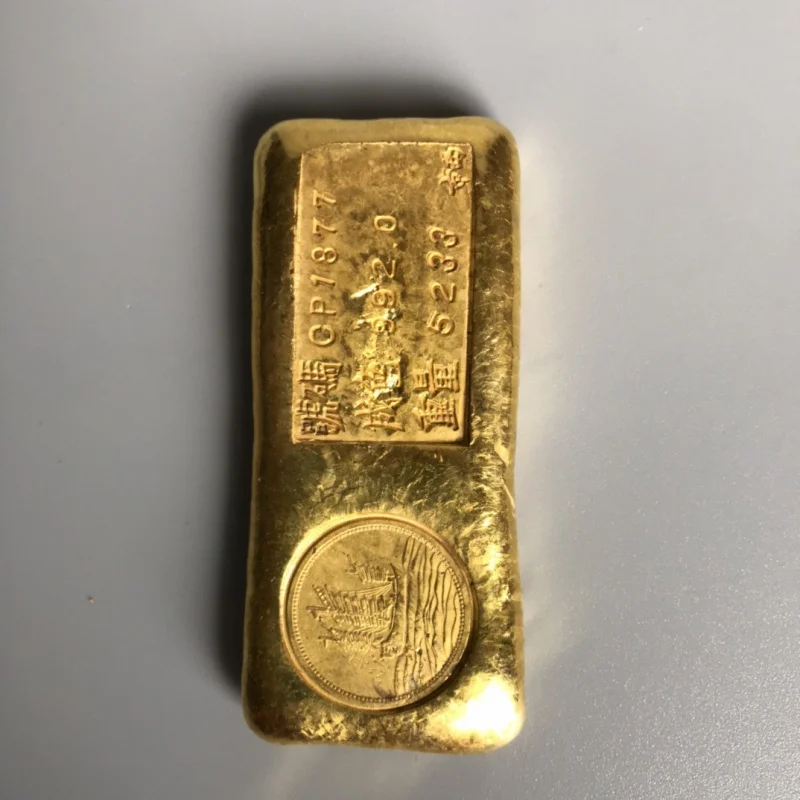 Antique Ingot Gold Coin Gold Ingot Gold Coin Pure Red Gold Ingot Lucky Brass Solid Casting Simulation Gold Bar Wholesale