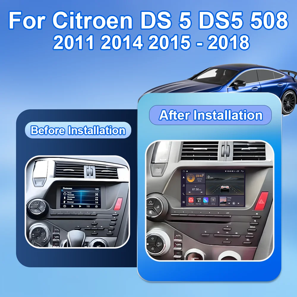 Carplay Android Auto Car Radio For Citroen DS 5 DS5 508 2011 2014 2015 - 2018 Multimedia Video Navigation Touch Screen 4G No 2IN