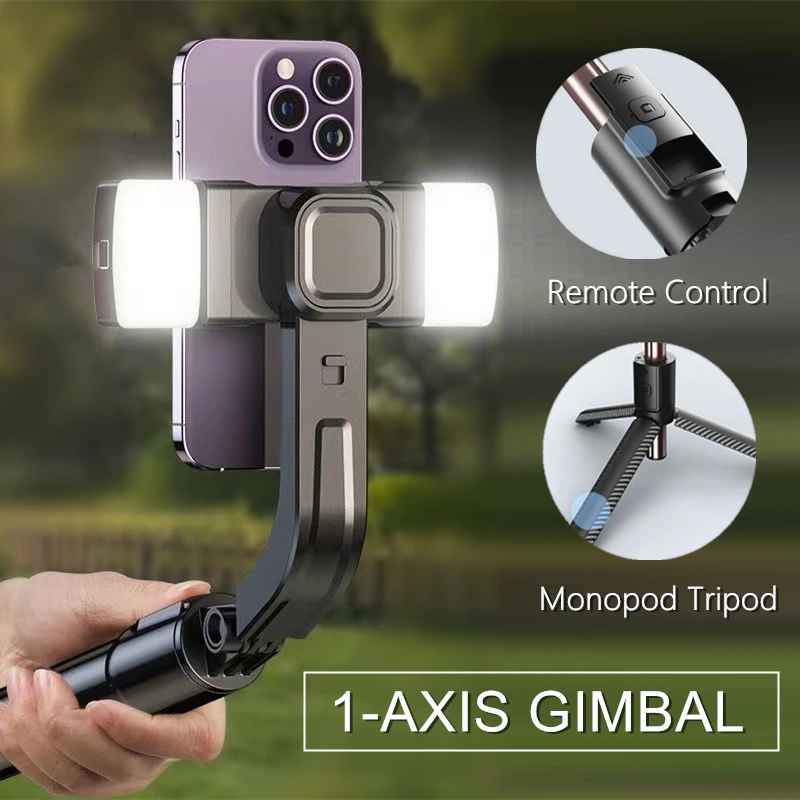 Handheld 1-Axis Anti Shake Gimbal Stabilizer Monopod Stand Mobile Phone Holder Remote Control Selfie Stick Tripod for iPhone