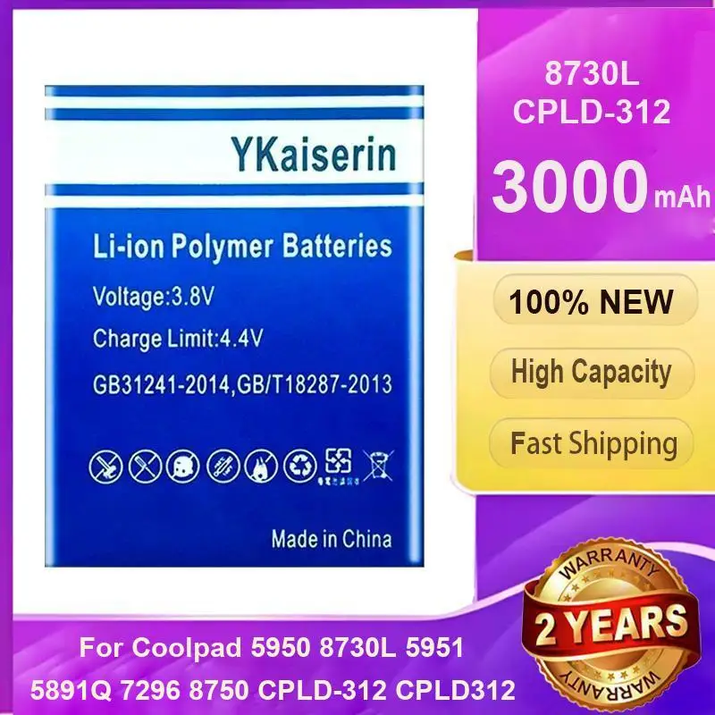 

Mobile Phone Battery 3000Mah For Coolpad 5950 8730L 5951 5891Q 7296 8750 Cpld-312 CPLD312 High-Capacity Fast Shipping