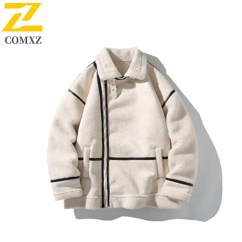 COMXZ الرجال جاكيت من الصوف Preppy قسط السفر الراحة صالح الشتاء نزهة باركر معطف الترفيه اليومي عالية الجودة الشتاء الحشو #3