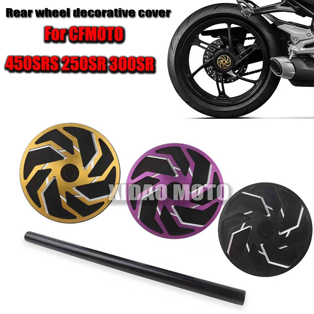 

Fit For CFMOTO 450SRS 250SR Motorcycle aluminum rear wheel protection cover dustproof wheel hub cover special decorative cover
