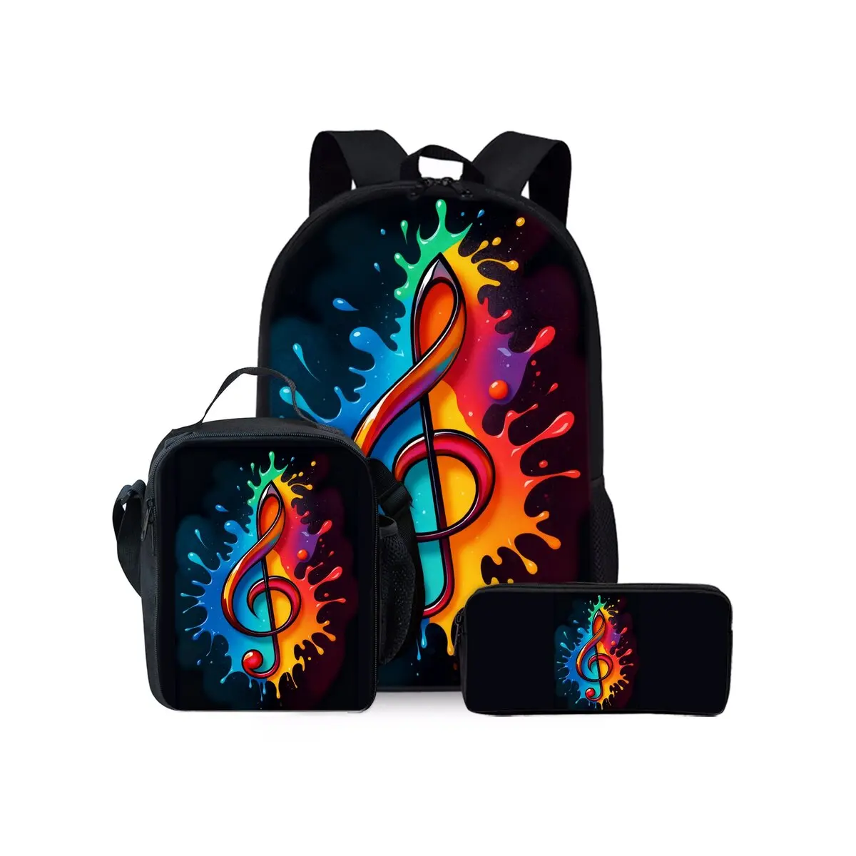

Красочные рюкзаки из трех предметов с принтом фортепиано и нот для мальчиков и девочек, лучшие подарки, школьная сумка с 3D мультяшным рисунком для детей