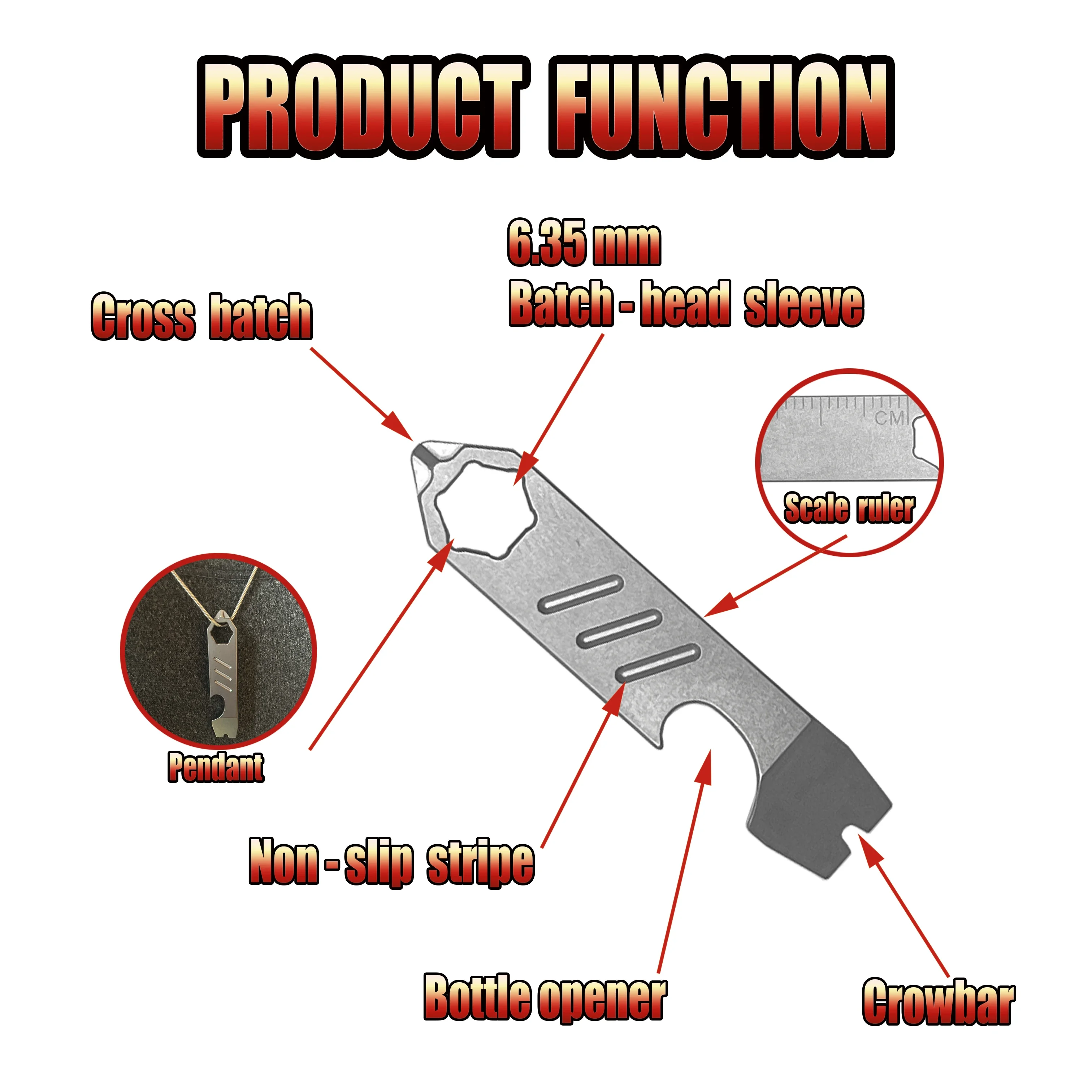 Mini apribottiglie con barra di leva in lega TC4 chiave esagonale strumenti da esterno EDC, attrezzatura multifunzionale, durezza forte portatile da campeggio