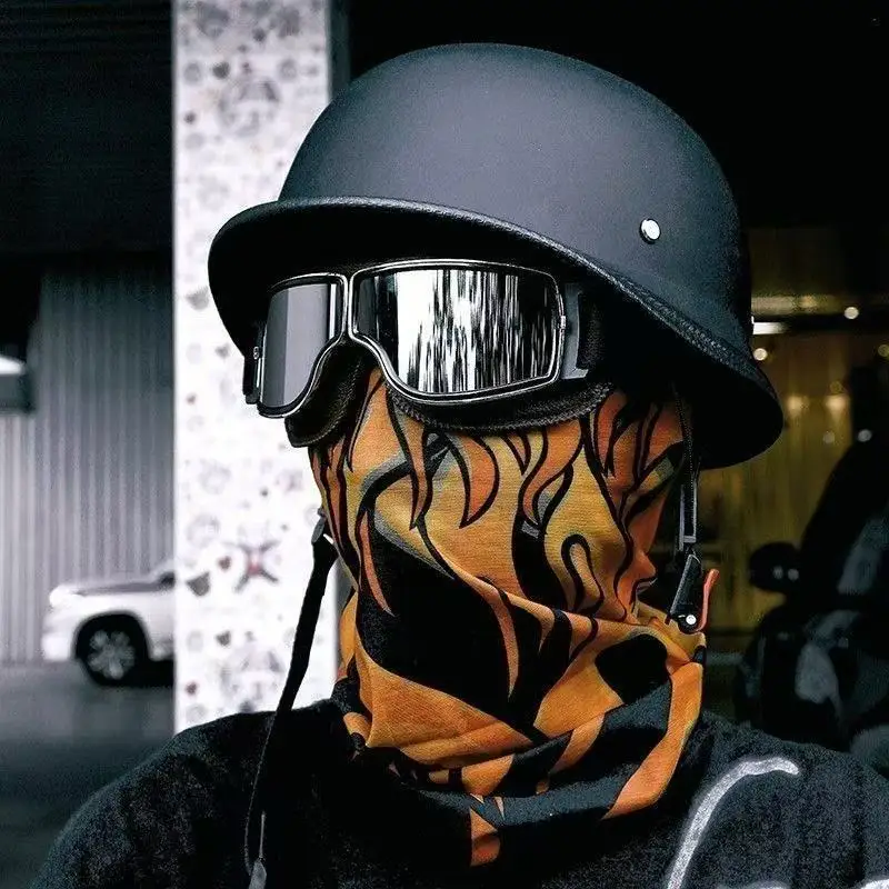 

Vintage German Military Helmet - Retro Army Half Shell Cap for Men, Summer Motorcycle Cruiser Helmet