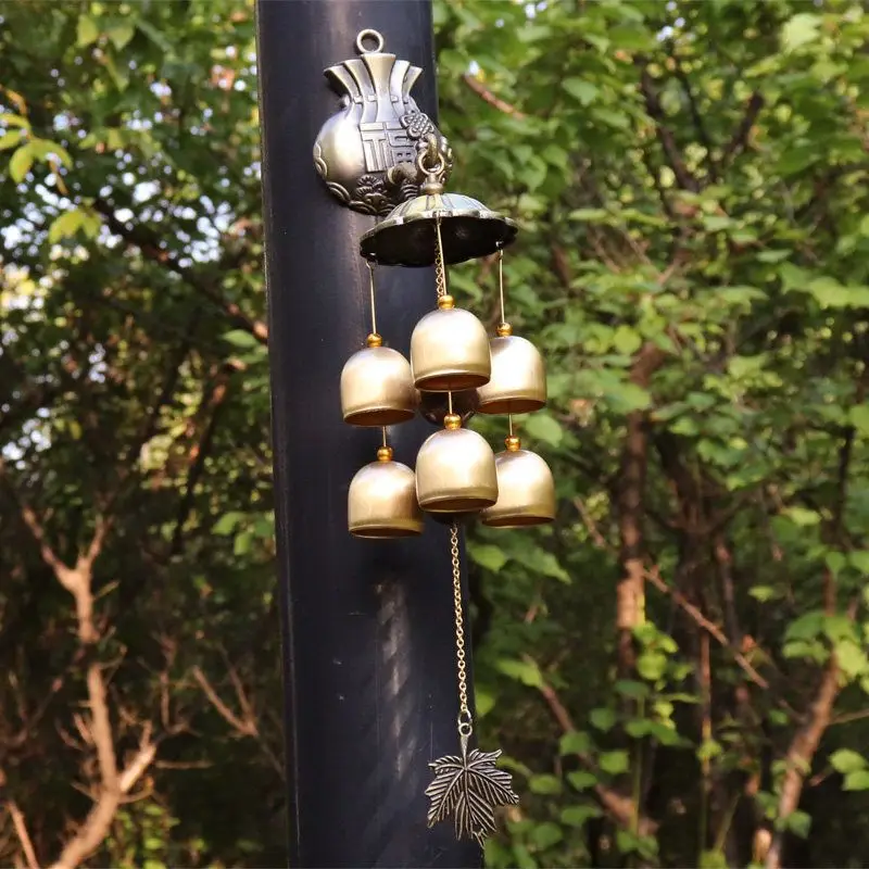 Lucky Cat Doorbell Pendant Chinese Copper Wind Chime Wall Hanging New Style Door Auspicious Decoration Jingle Bell