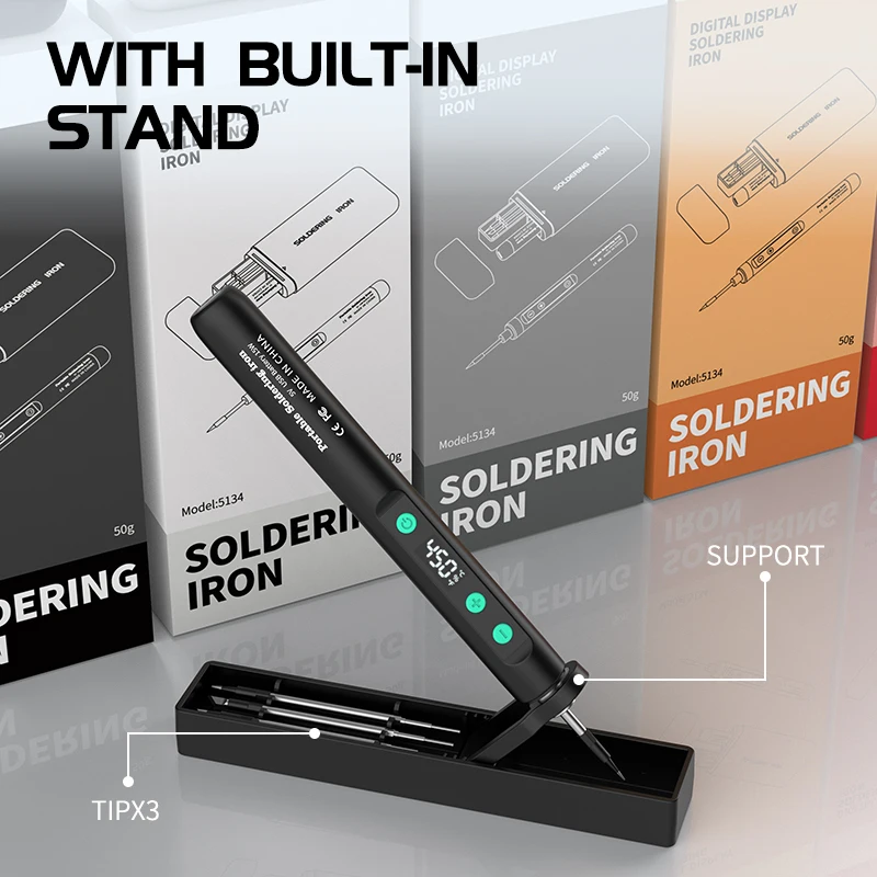 Usb/ Powered Soldering Iron Kit Soldering Station Type-C Cable USB/ Soldering Iron Temperature Range 180 C-450 C