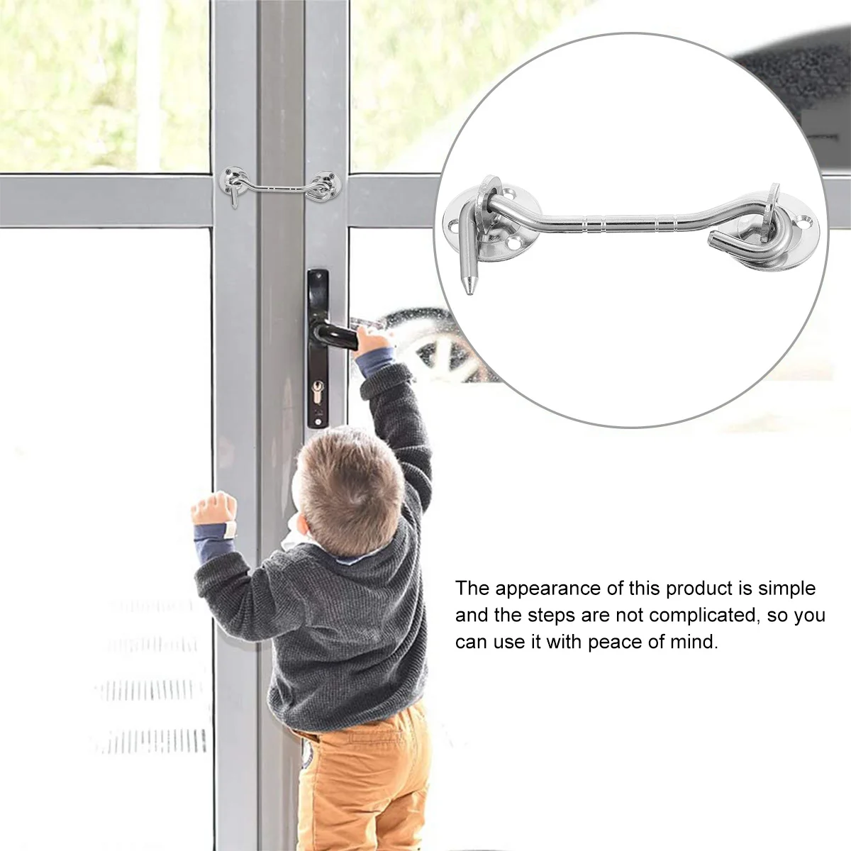 

2pcs Stainless Steel Window Windproof Hook For Window Glass Clamp Old-Fashioned Lock Hook Durable Heavy Duty Hardware Fittings
