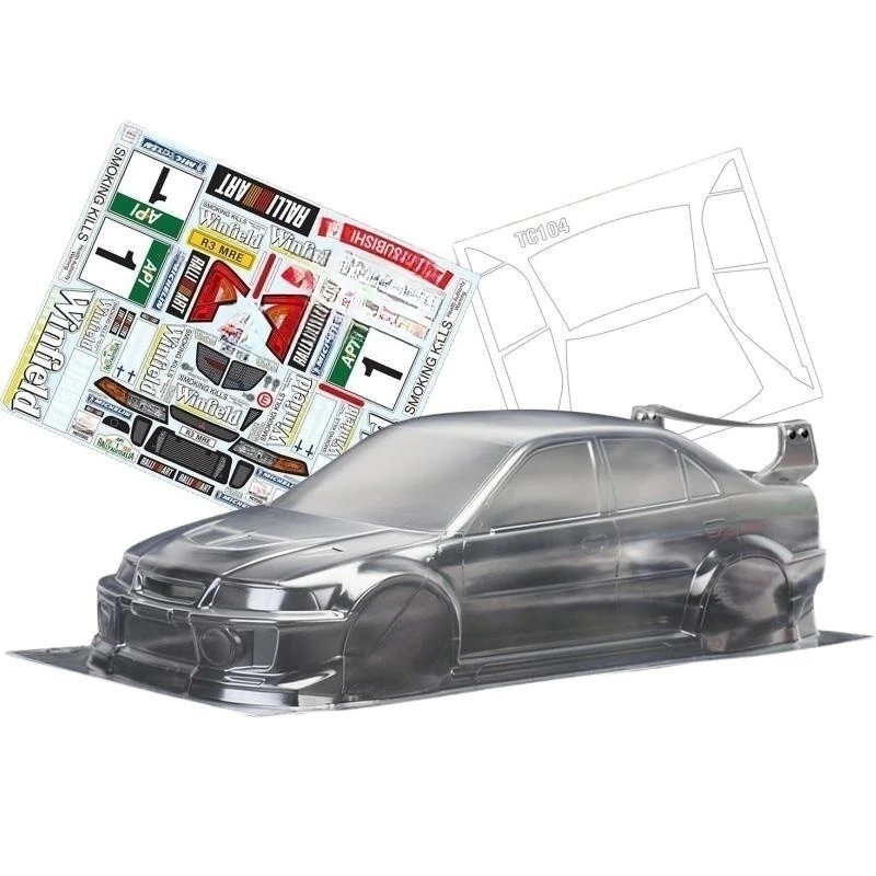 1/10 Evolution V 190mm Rc Bodies Bodywork Clear Lexan Body Shell W/Rear Wing and Winfield Decal Sticker for Rc Drift Car On Road