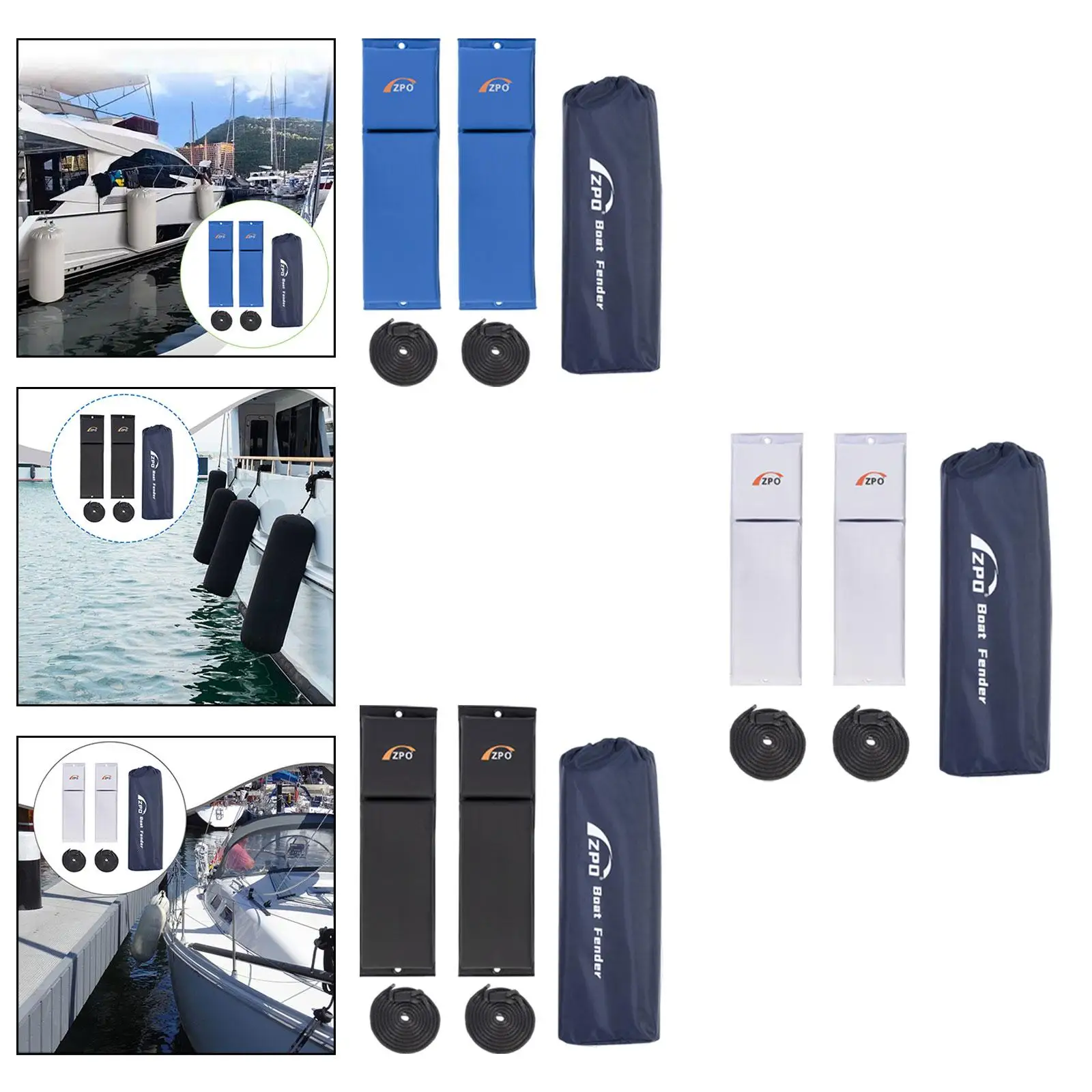 2Pcs Flat Boat Fender with Ropes Versatile Accessory Marine Dock Guards, Easy Installation