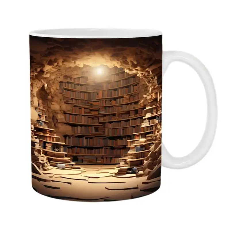 Ceramic Book Mug Book Lovers Coffee Mug 350ml Creative 3D Library Shelf Cup Novelty Ceramic Mug For Readers Bookaholic Gift