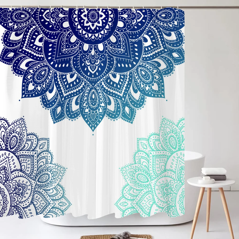 Bohemian style Shower Curtain Boho Mandala Print Design Aesthetic Bathroom Decor Washable Fabric Shower Curtains With Hooks