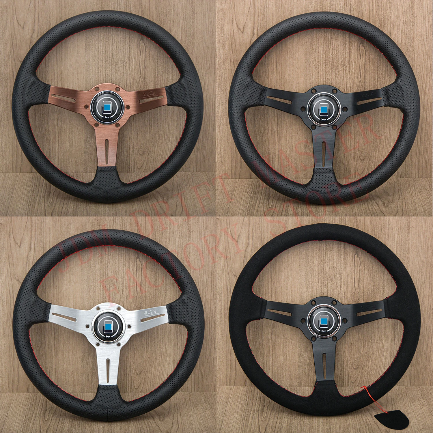 Универсальный 13-дюймовый замшевый кожаный руль емкостью 330 мм, спортивный руль JDM для гонок