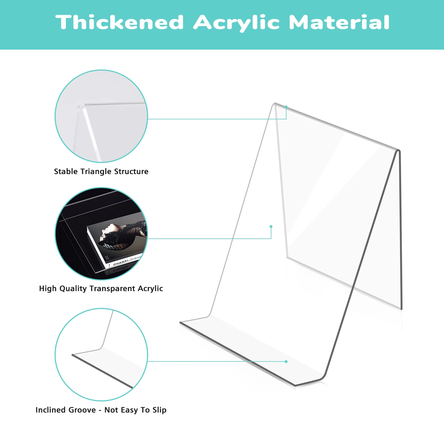 

ABWP-6 Pack Acrylic Book Stand,Clear Acrylic Display Stand, Clear Holder For Displaying Pictures,Jewelry,Watch Display Stand