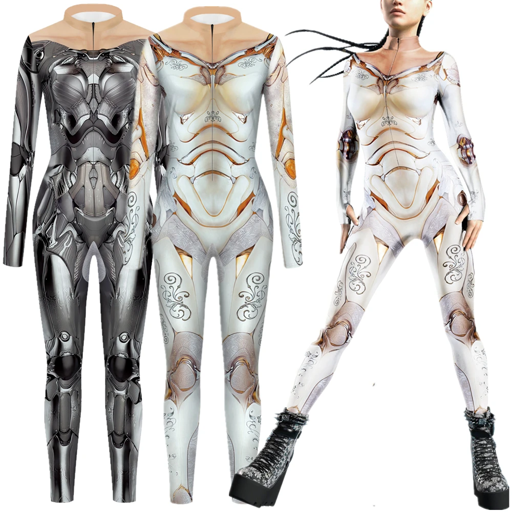 Cyberpunk Alita Battle Angel Robot Women Sexy Slim Jumpsuit Catsuit Cosplay Costumes Zentai Halloween Party Bodysuit