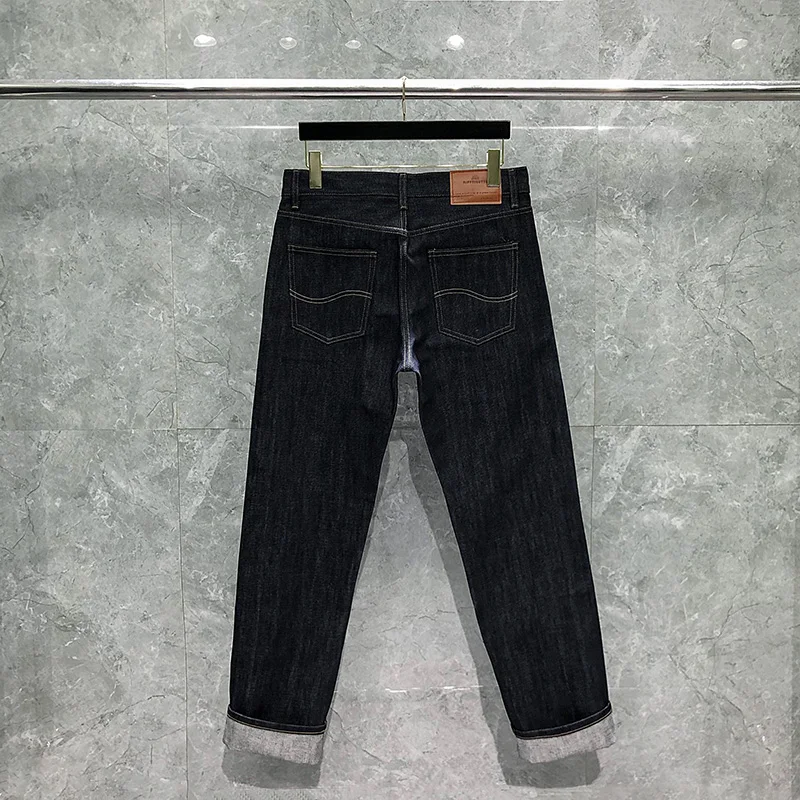

Men's Jeans Raw Unwashed Unsanforized Denim Jean Fashion Casual 15oz Heavy Weight Retro Red Ear Tannin Top Quality Denims Pant