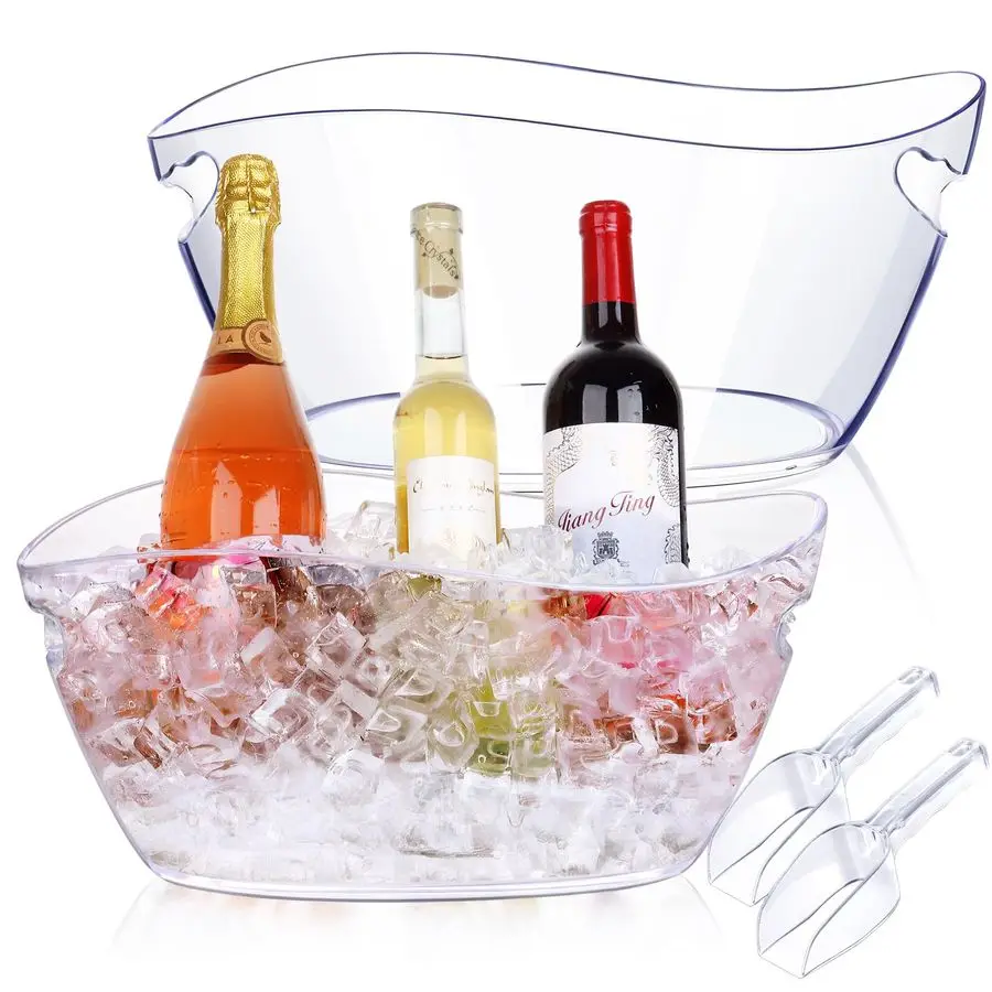 

Buckets for Parties, 6.5L Beverage Tub 2pcs Christmas Mimosa Bar Clear Acrylic Champagne Bucket with Scoops, Drink Bucket Tub fo