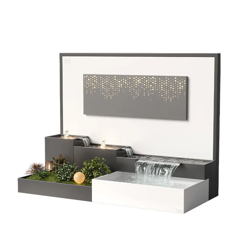 Courtyard stainless steel water wall garden villa landscape fish pond landscaping combination curtain wall screen partition