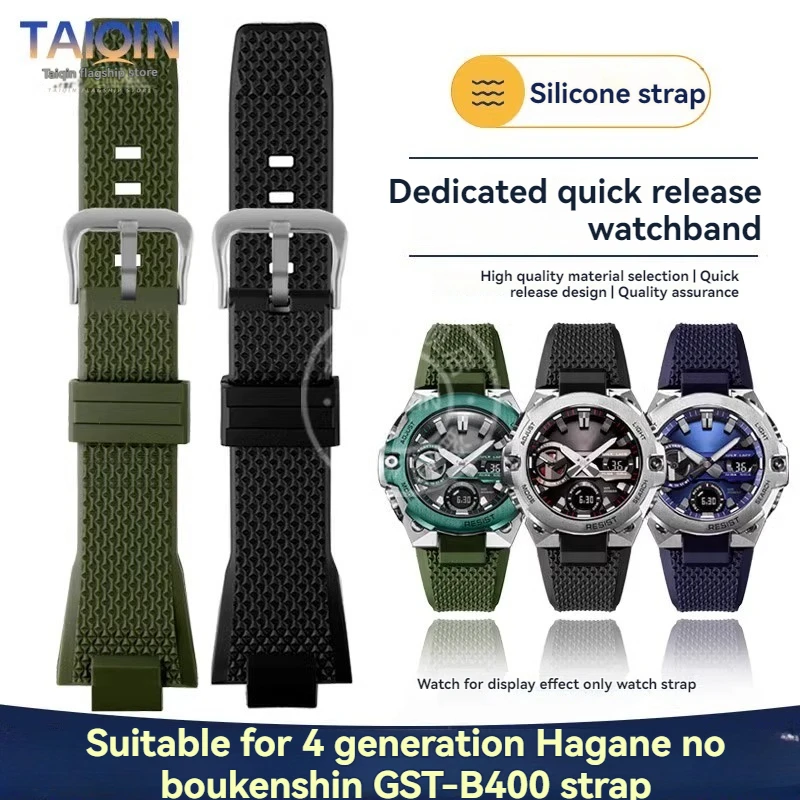 عالية الجودة سيليكون حزام ل كاسيو G-SHOCK GST-B400 الراتنج حزام ساعة اليد GSTB400 الرجال سوار الرياضة مطاط مقاوم للمياه حزام الساعات