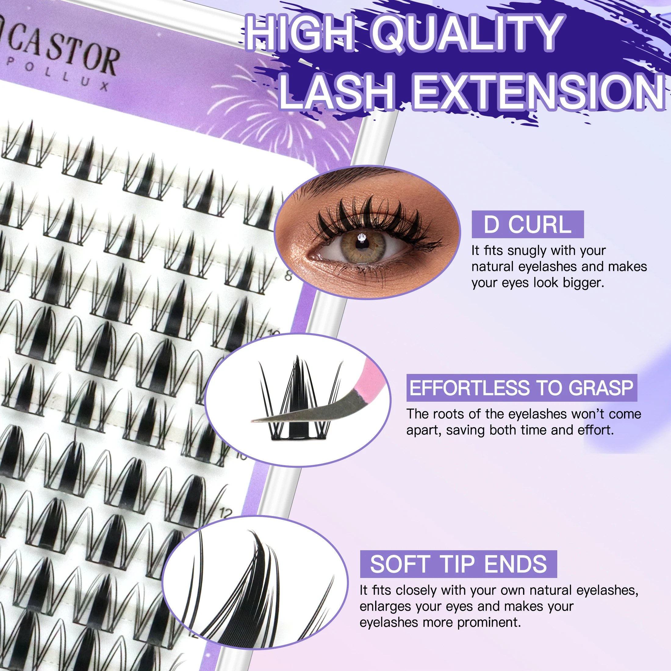 D18 model false eyelash set, 8-16mm, a total of 140 clusters, length can be matched according to eye shape, natural style,