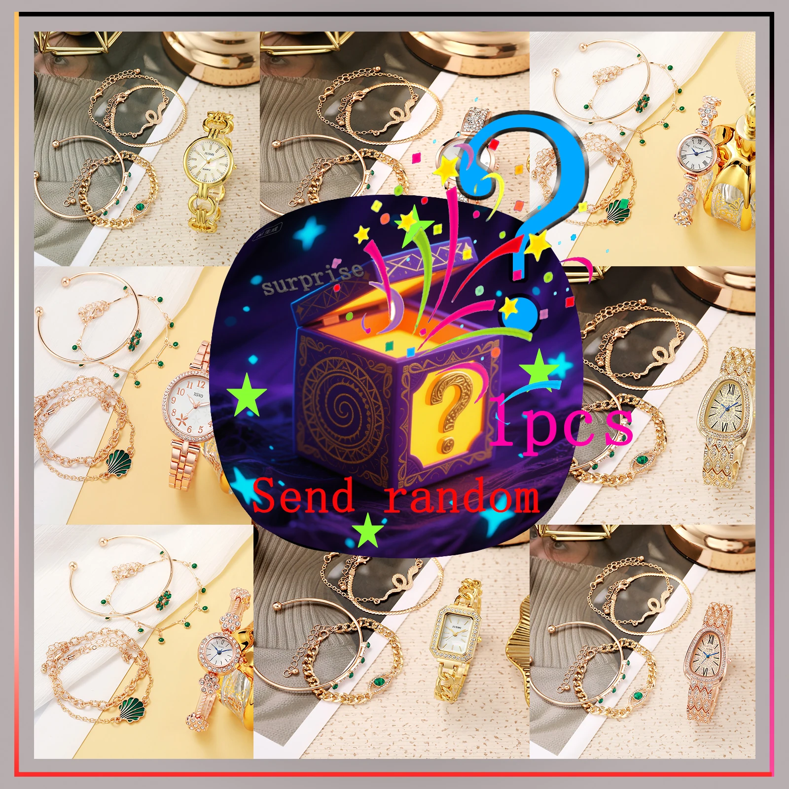 

Surprise blind box new ladies' watches full diamond fashion high-end quartz watch jewelry set random style