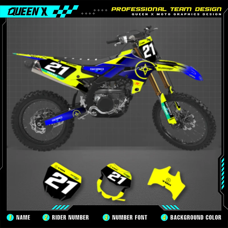 QUEEN X MOTO For YAMAHA YZF250 2019-2023 YZF450 18-22 WRF450 19-22 WRF250 20-23 Custom Team Motorcycle Graphics Decal Stickers