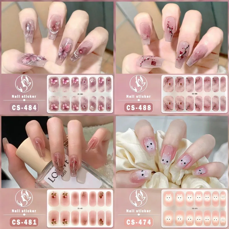 

MEBIS Nail Stickers New Nobake Nail Art Sticker Flower Butterfly Waterproof Nails Sticker Full Sticker Summer Nail Polish Film