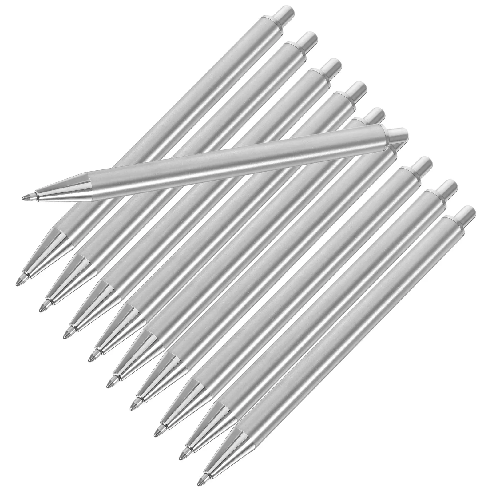 10Pcs Stainless Steel Ballpoint Pens Longlasting Click Mechanism Comfortable Grip Office School Home Daily Use Writing Pen