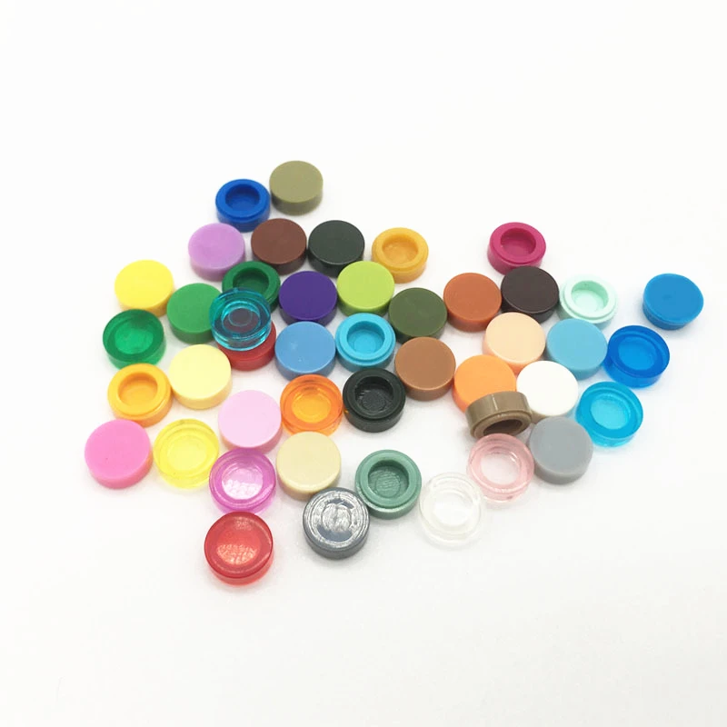 200pcs Moc Tile Round 1x1 98138 DIY Creative Basics Building Blocks Bricks Classic Sets Compatible with Assembles Particles Toys