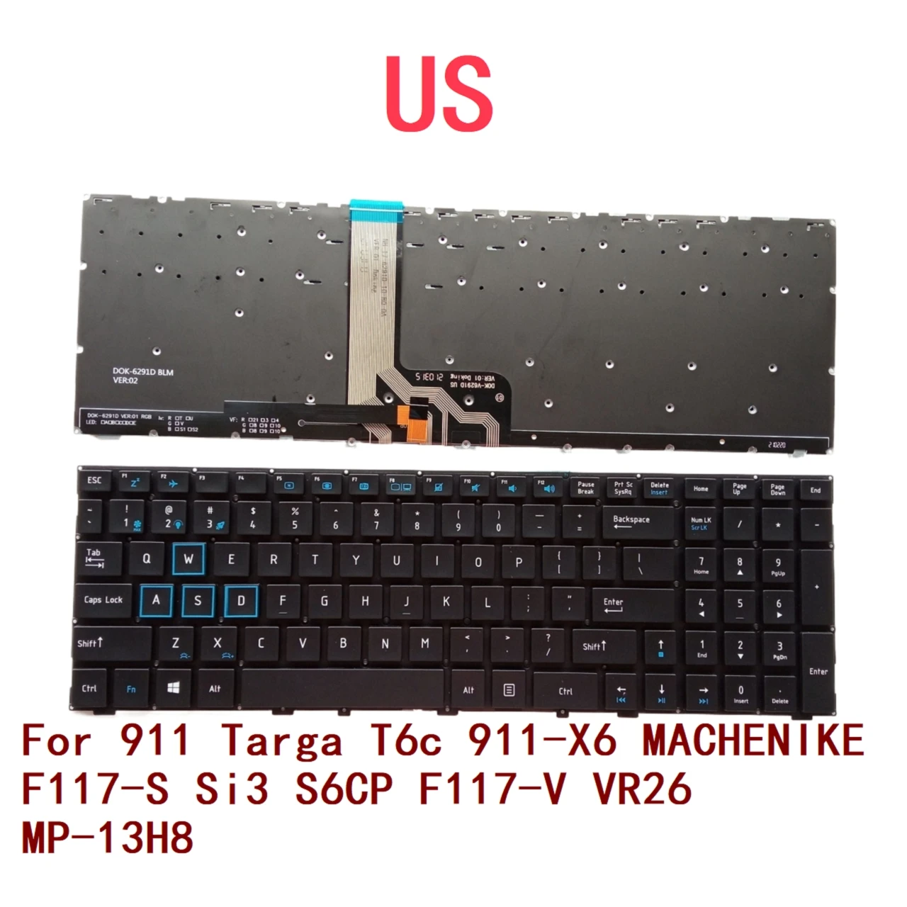 New US Laptop Backlit Keyboard For ThundeRobot 911 Targa T6c 911-X6 MACHENIKE F117-S Si3 S6CP F117-V VR26 MP-13H8