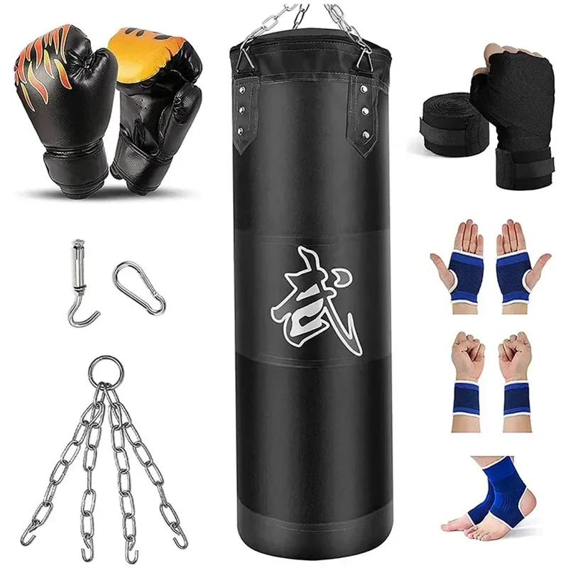 

100/120cm Hollow Unfilled Hanging Sandbag Hollow Sandbag Sandbag for Fitness Training Taekwondo with Hanging Accessories